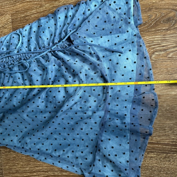 Faballey polka dot mini dress blue and black with ruching - Picture 10 of 13